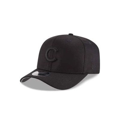 Black Chicago Cubs Hat - New Era MLB Black On Black Stretch Snap 9FIFTY Snapback Caps USA6921784